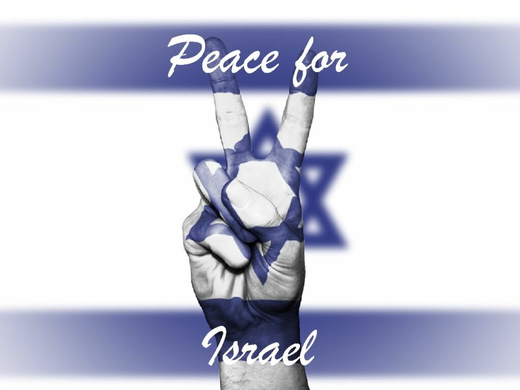 Friedenshand vor Israelflagge