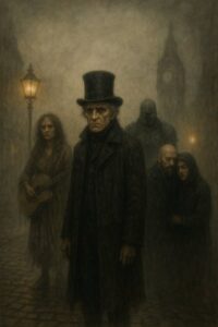 Ebenezer Scrooge walks the Streets of London - Titelbild